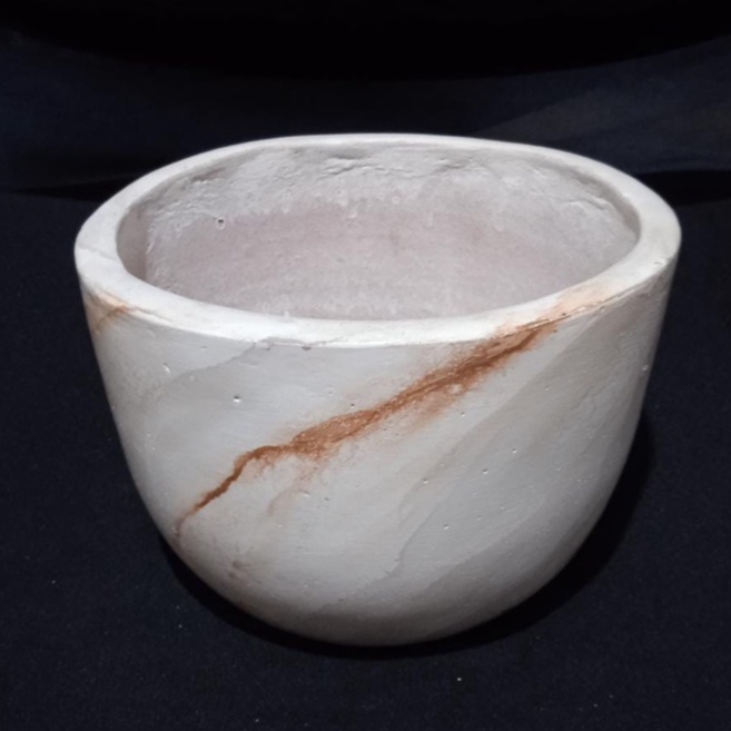 Pot Anggrek Tanah Liat Putih Motif 7x13cm| Pot Tanaman Tanah Liat Putih