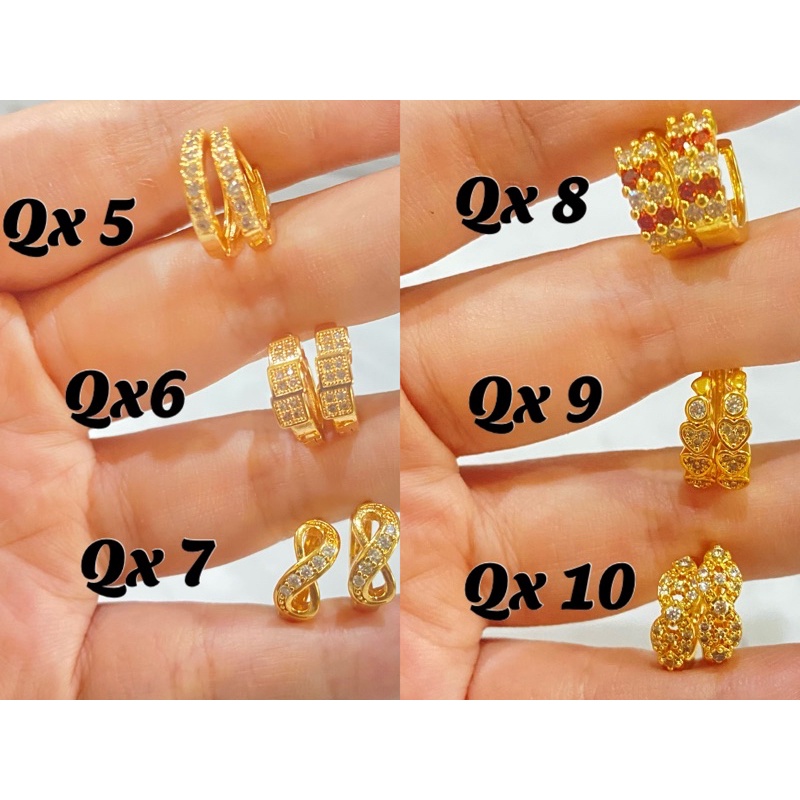 ANTING GIWANG WARNA EMAS PERMATA MOTIF QX IMITASI