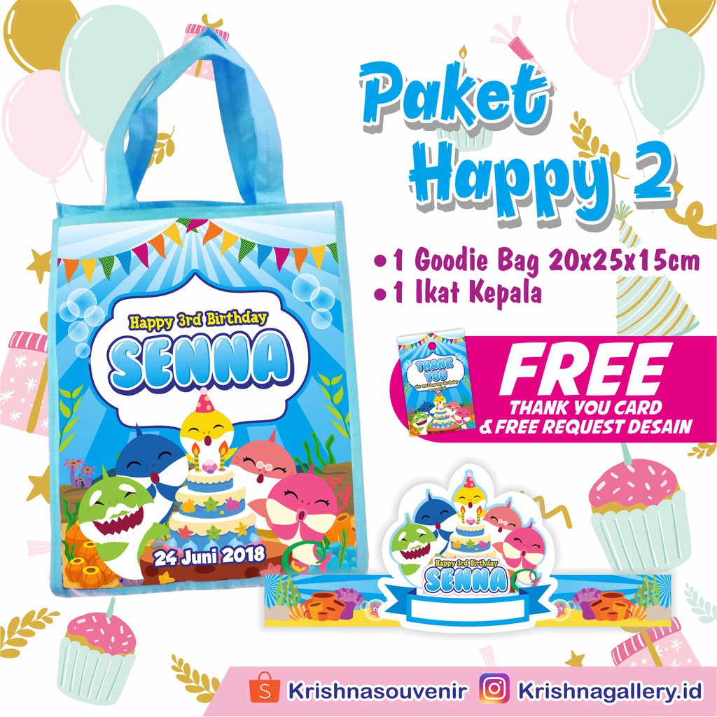 

paket ulang tahun murah (tas spunbond vinil & topi)