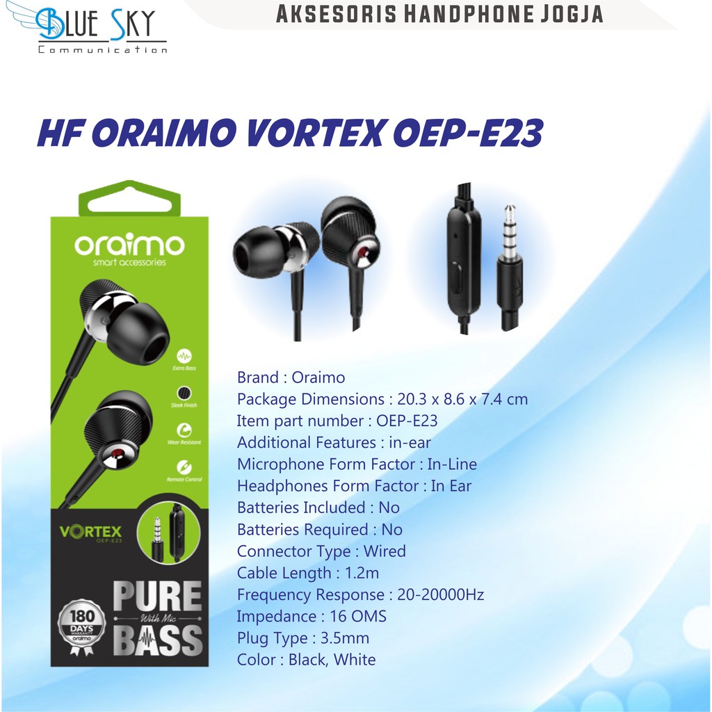 HEADSET EARPHONE ORAIMO VORTEX OEP-E23