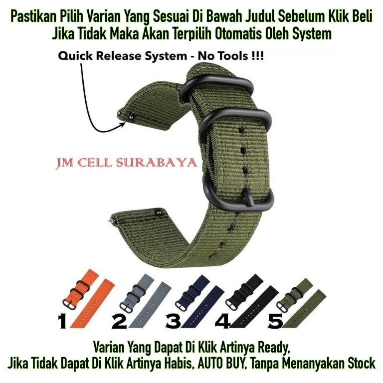 Tali Jam 22mm Watch Strap Zeblaze Thor 6 / Mito Gear 10 - Nylon Stitching
