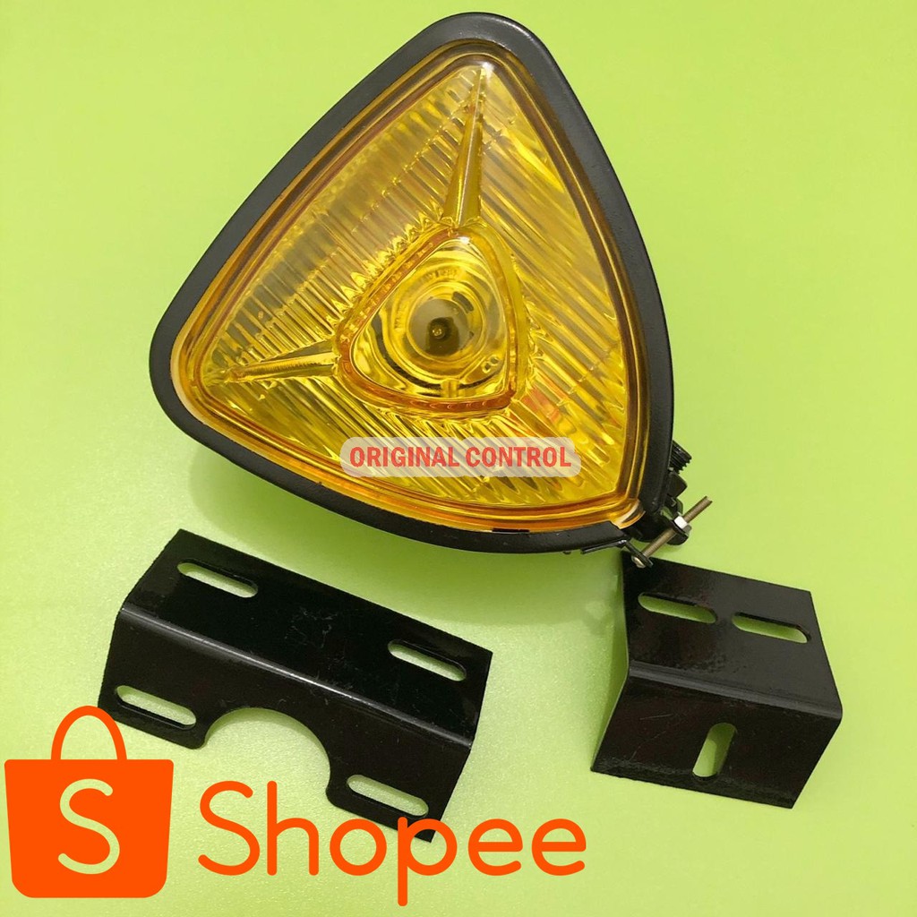 Lampu depan headlamp triangel + bracket kuning