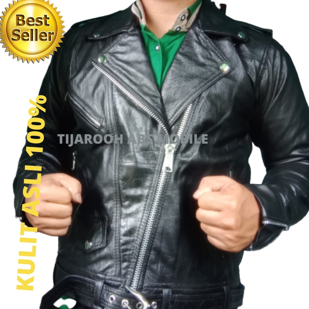 jaket kulit asli sapi lentur model ramones Harley