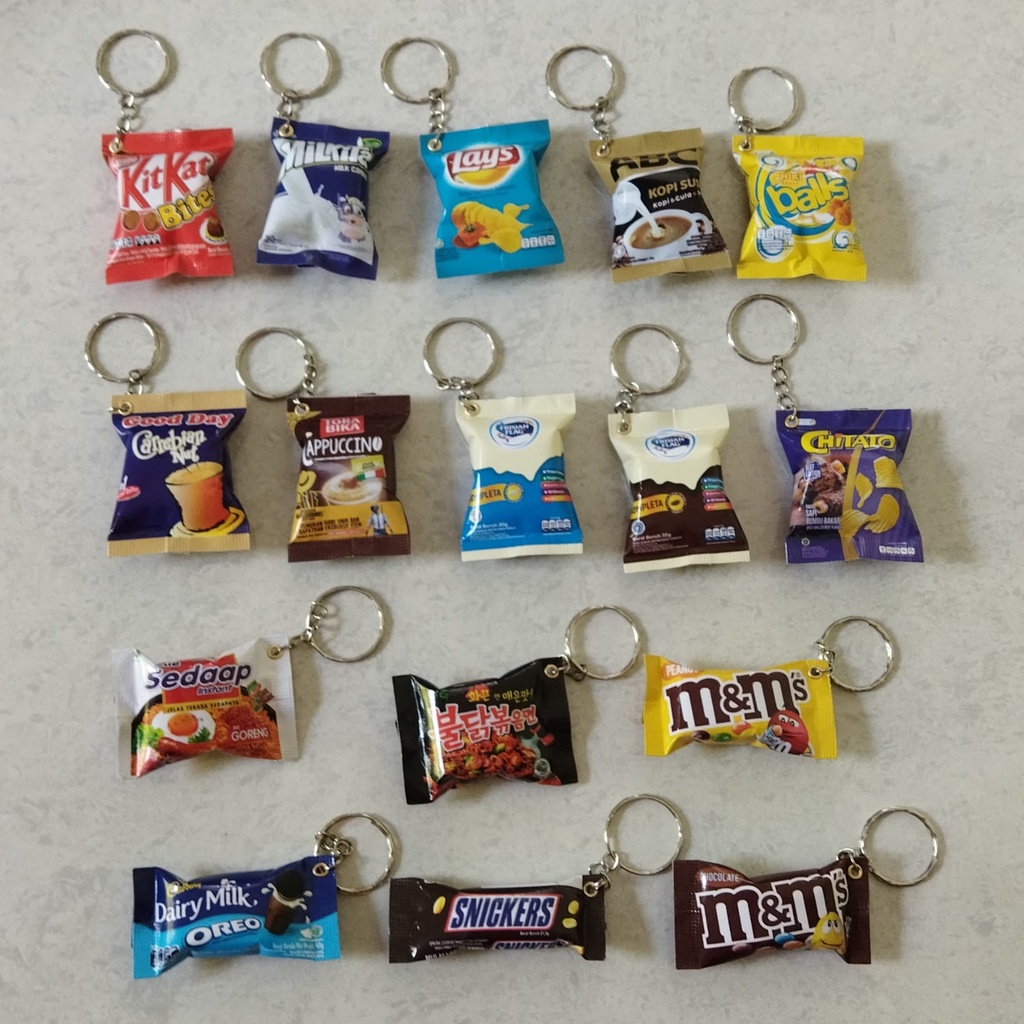 Ganci miniatur snack Gantungan kunci unik lucu murah gratis ongkir se indonesia