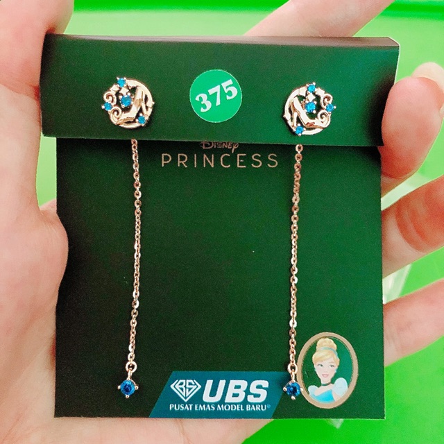 Giwang Anting Tusuk Panjang Princess Cinderella Biru UBS