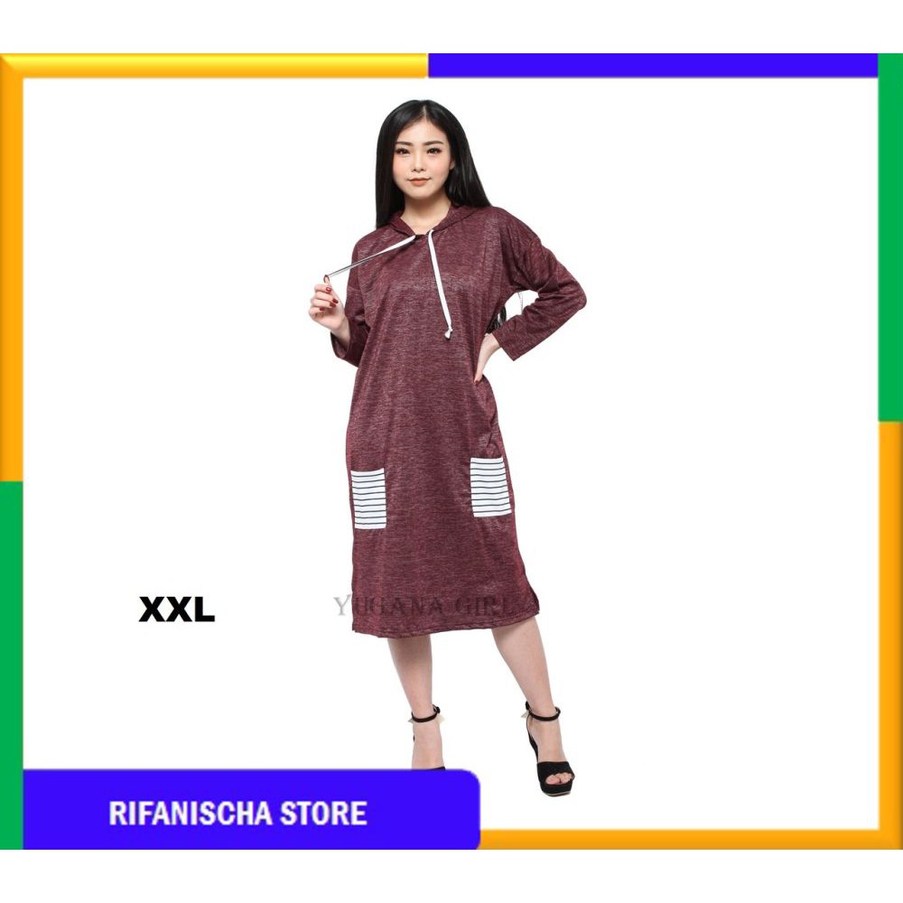 Rf GABY Atasan Tunik Hoodie XXL Jumbo Lengan Panjang Murah Kekinian