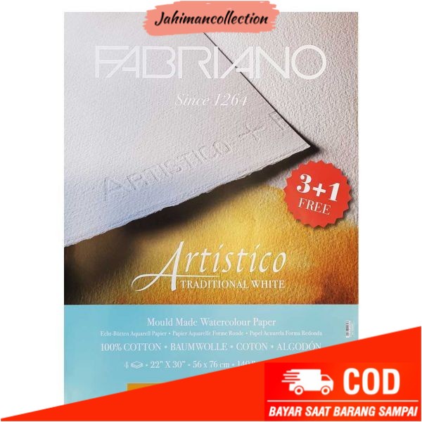 

✨ BISA COD ✨ Fabriano Artistico Traditional Extra White Watercolor Paper 3+1 Sheets - Traditional W., Rough
