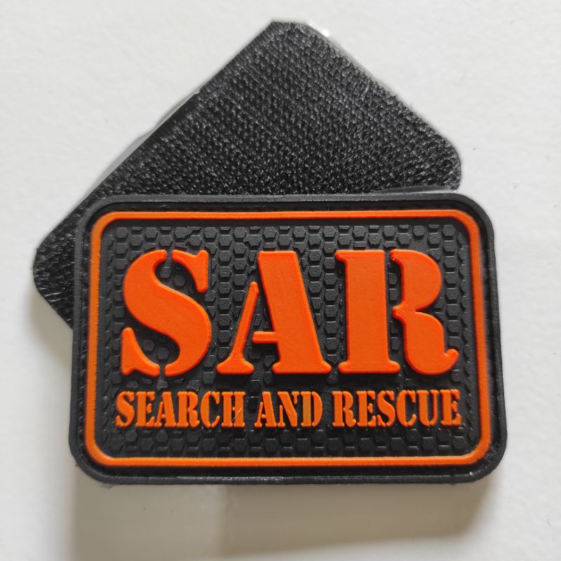 PATCH RUBBER TULISAN SAR ORANGE(SEARCH AND RESCUE)/BPBD/BNPBD/TIMSAR/TEMPELAN EMBLEM KARET VELCRO