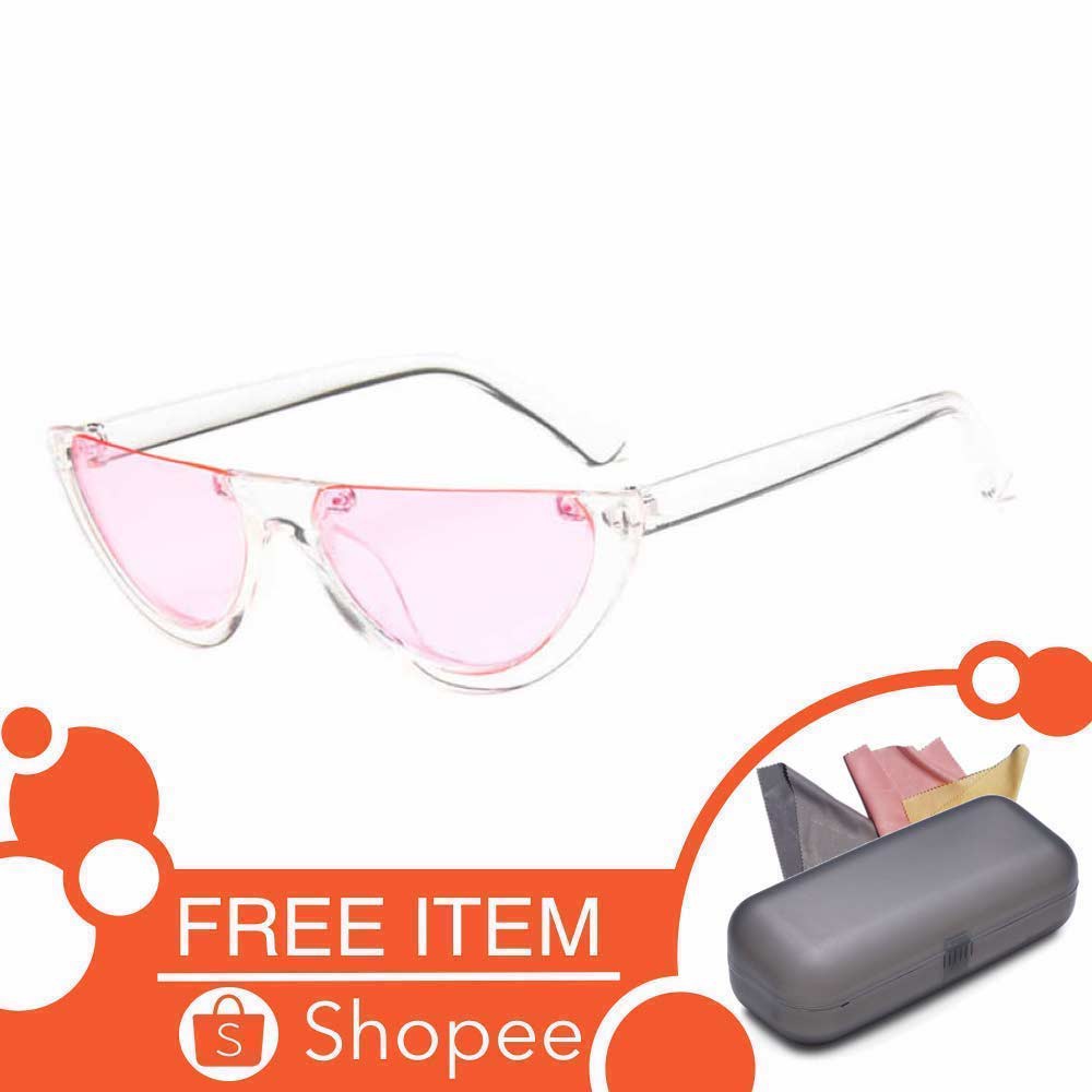 Anti UV Eye Cat Sunglasses [ Pink ] Kacamata Pria &amp; Wanita - SH Free Kotak Kacamata