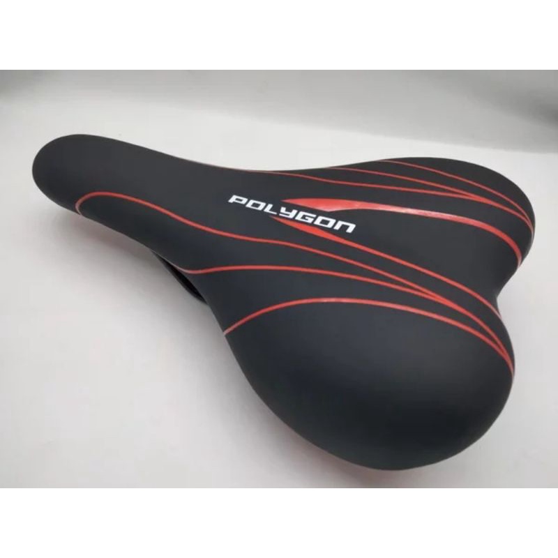 Polygon Sadel Saddle jok sepeda MTB Lipat Poligon Gel Memory Foam Empuk Original Black Red