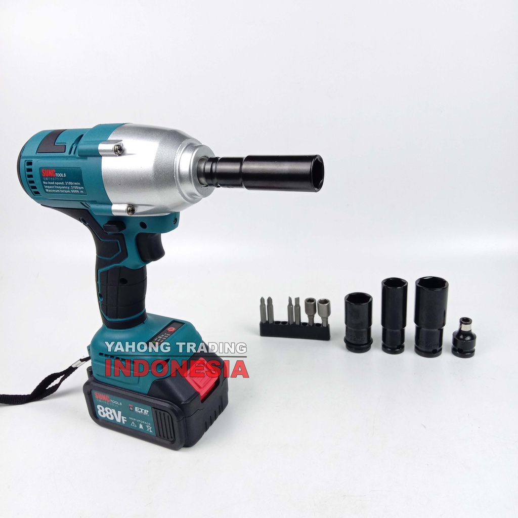 Mesin Impact Baterai Torsi Besar Cordless Impact Wrench BRUSHLESS 88V 88VF SUNC TOOLS