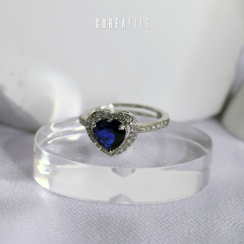 Kiara Sapphire Blue Diamond Platinum Plated Ring