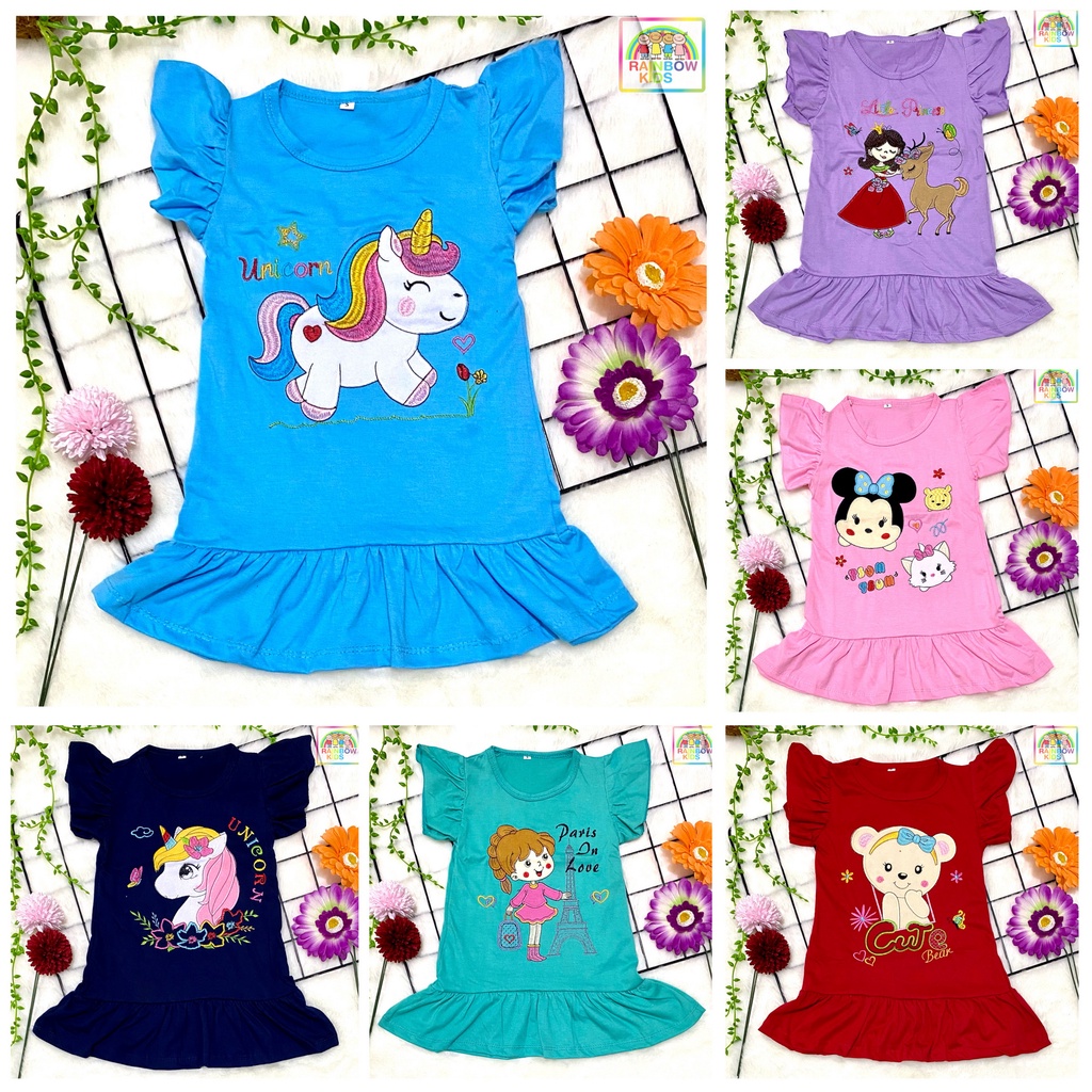 Rainbow - Dress Ruffle Anak / Daster Anak Cewek Usia 1 - 5 Tahun Bordir part 1