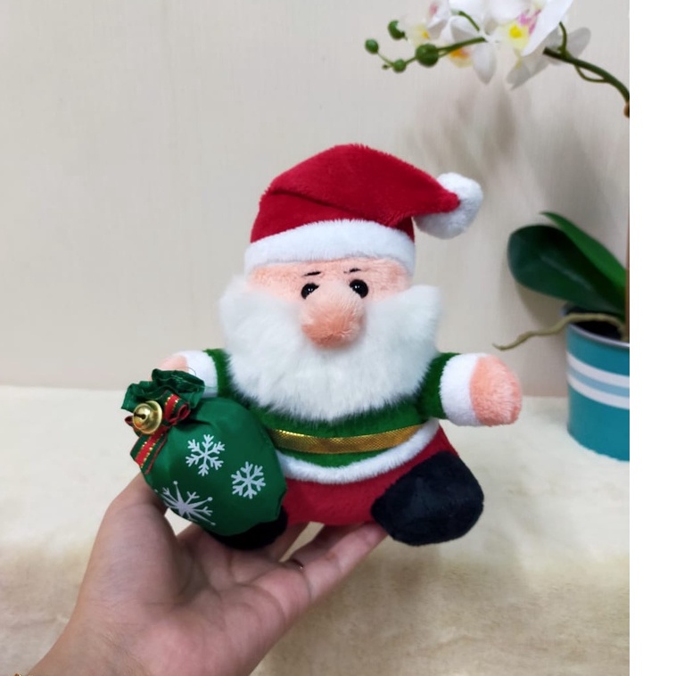 Boneka Natal Santa Clause Kantong 18cm/boneka merry christmas/Aksesoris Natal/Boneka Santa Kecil