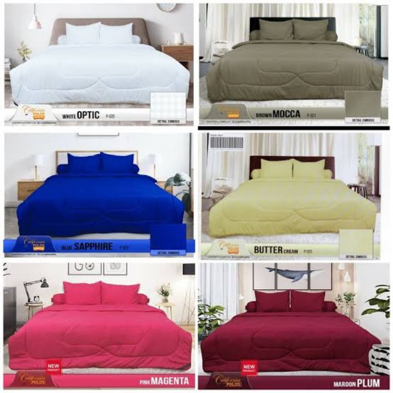 Sprei California Polos King Emboss Ukuran 180x200 cm Kualitas Premium