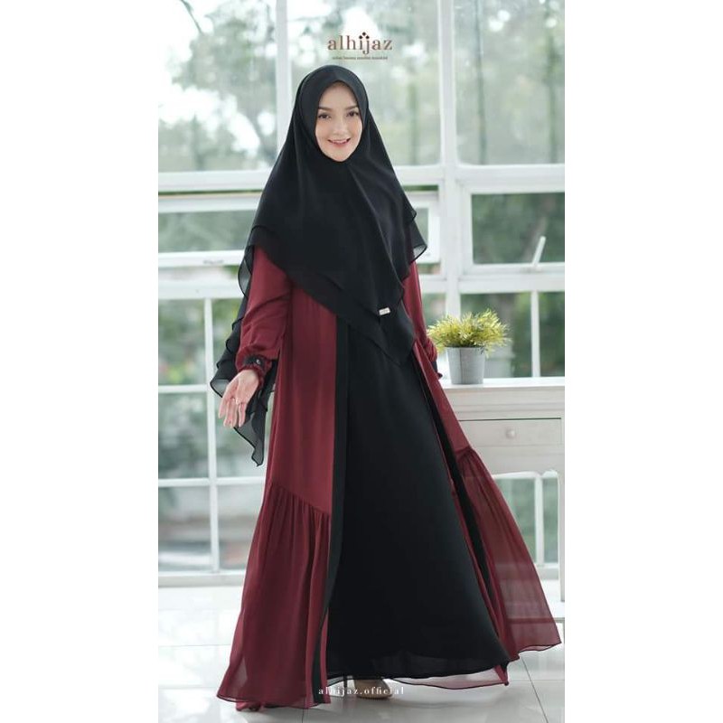 BILQIS SET By ALHIJAZ Gamis syari full Cerruty  Premium (Ready 30 April)