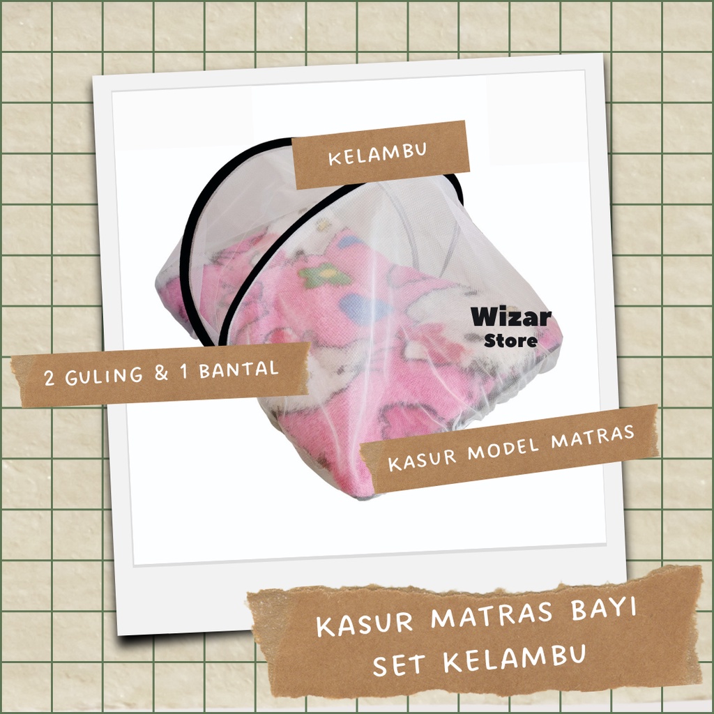 PROMO!!! Kasur bayi kelambu set bantal guling motif bulu rasfur