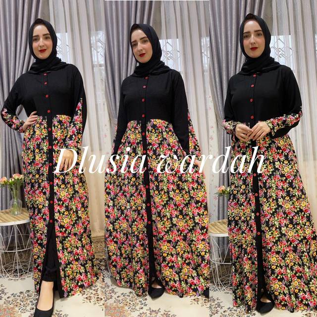 Daster arab DLUSIA WARDAH Dress Rayon Full kancing