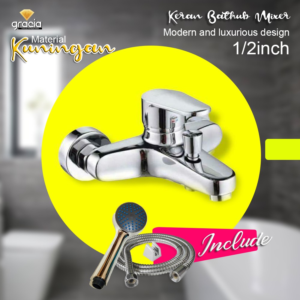 Kran Bathub Kuningan Mixer 1/2 inch / Keran Air Bathub Mixer Panas Dingin / Kran Bathub Besar