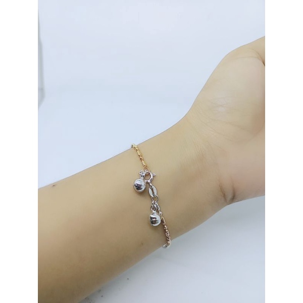 gelang kapsul bijilada kombinasi polos &amp;ukir + 2bel/ gelang perak asli silver 925lapis emas/ gelang fashion wanita