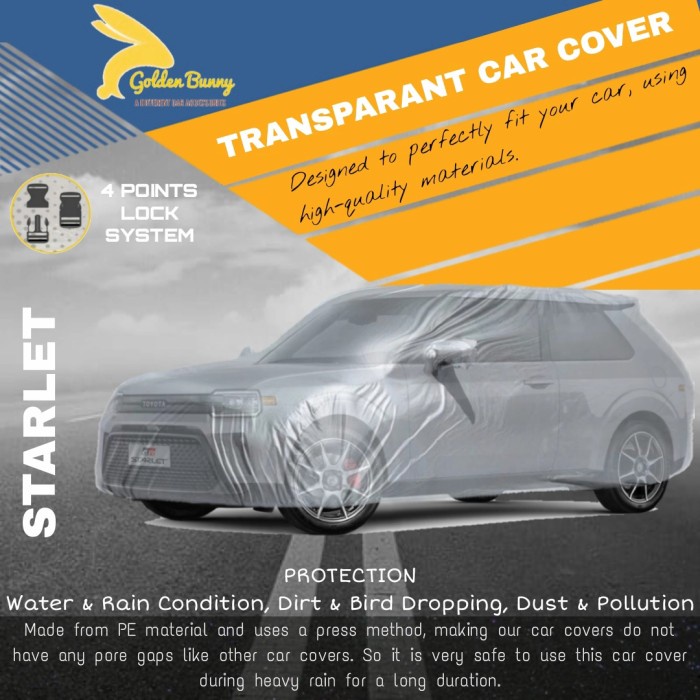 BIG SALE Sarung Mobil Plastik Tebal - Body Cover Transparan Starlet