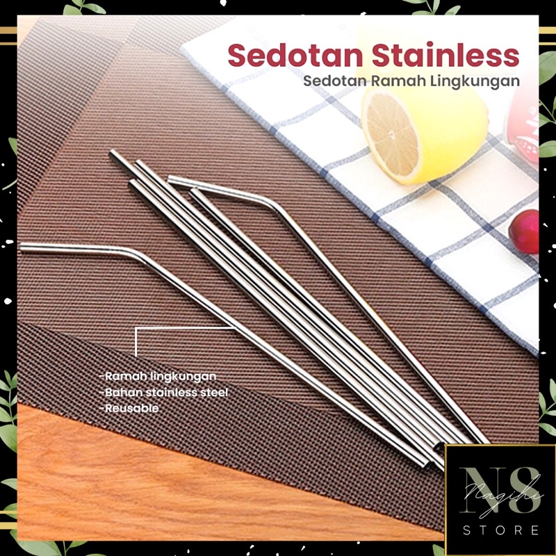 ✨NAGIHI✨ SEDOTAN STAINLESS BENGKOK/SEDOTAN LENGKUNG RAMAH LINGKUNGAN