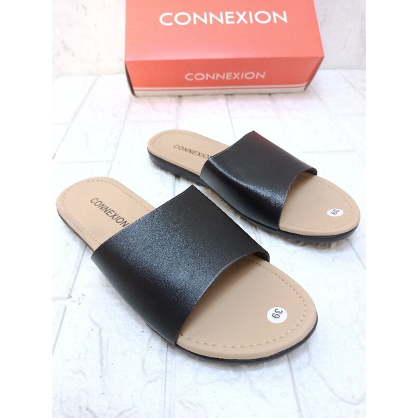 Sandal Wanita slip on Brand Matahari SALE Connexion Slop polos teplek Fashion Cewek Terbaru (CNX FLT 01)