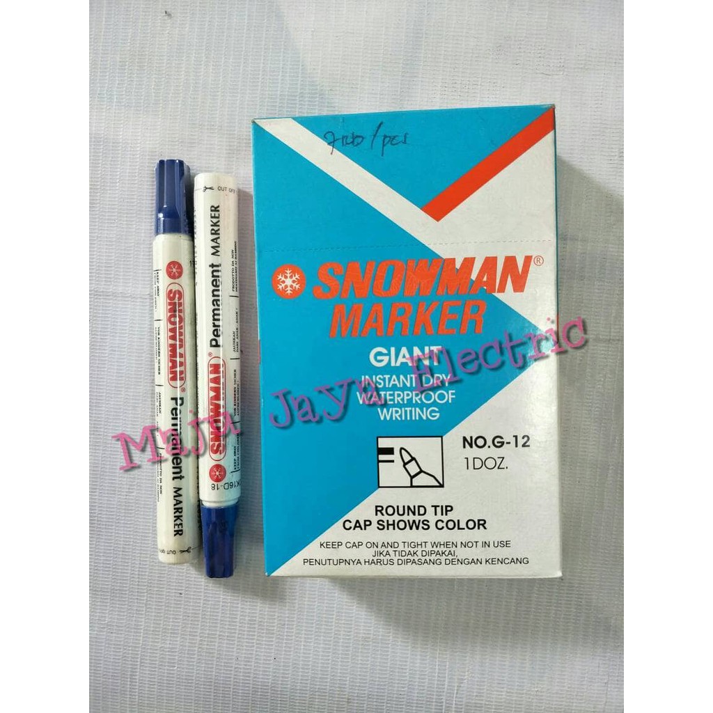 

Jual Spidol Snowman Tinta Permanen / Permanent Marker Biru / Hitam G-12 G12 LS1