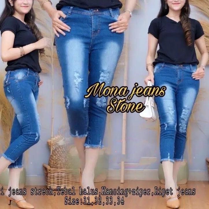 Langsung Kirim MONA JEANS RIPPED CELANA JEANS MURAH
