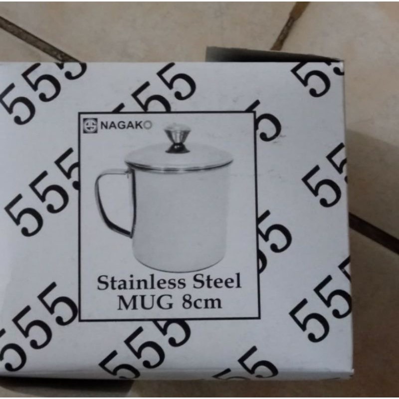D8cm Gelas Mug Stainless 555 uk Sedang tahan panas diameter 8cm