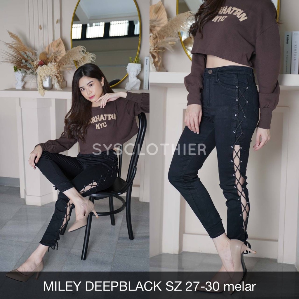 CELANA JEANS WANITA MILEY DEEPBLACK