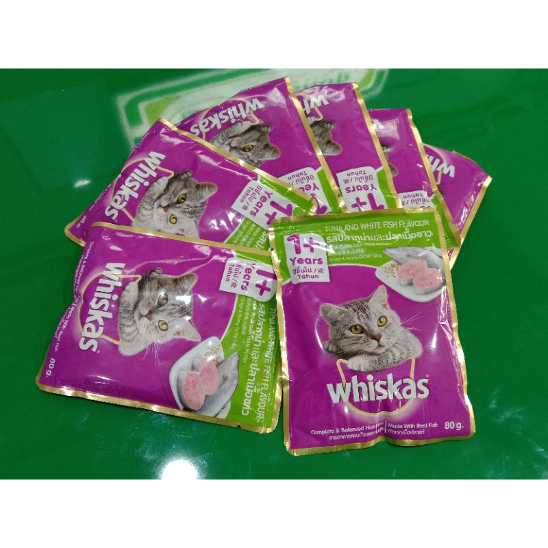 Makanan Basah Whiskas Sachet tuna white fish 80gr / makanan basah kucing