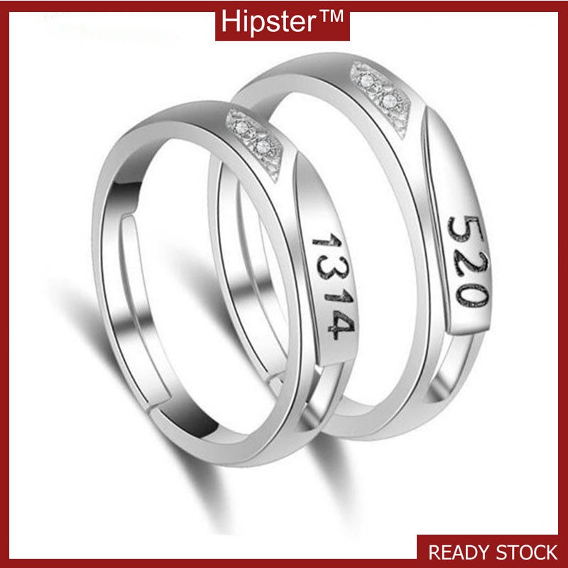 Korean Style Retro Simple Graceful Carved 1314520 Digital Romantic Couple Couple Rings