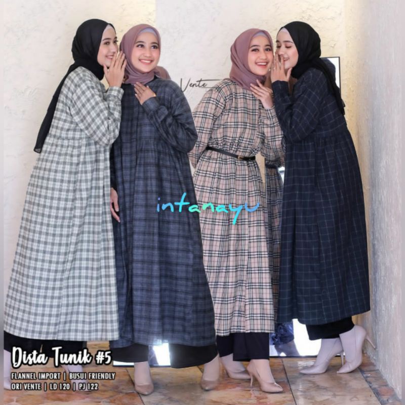 VENTE Daily Dista Tunik Seri 5 Long Tunik Jumbo LD 120 Bahan Katun Flanel Size XXXL