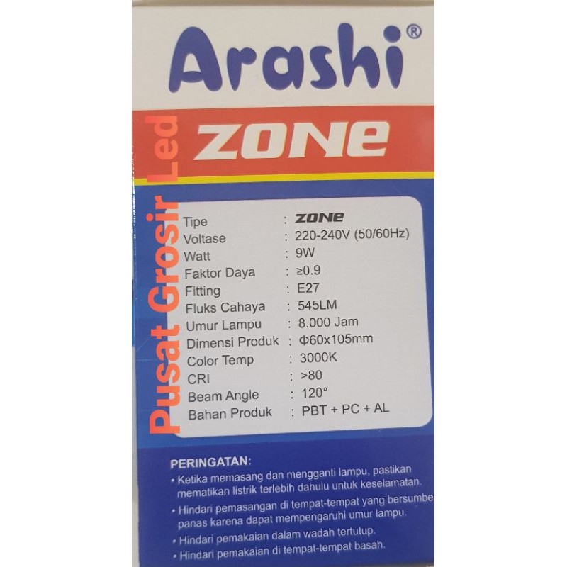 Lampu Led Arashi Zone 9 Watt Cahaya Kuning Garansi 1 Tahun