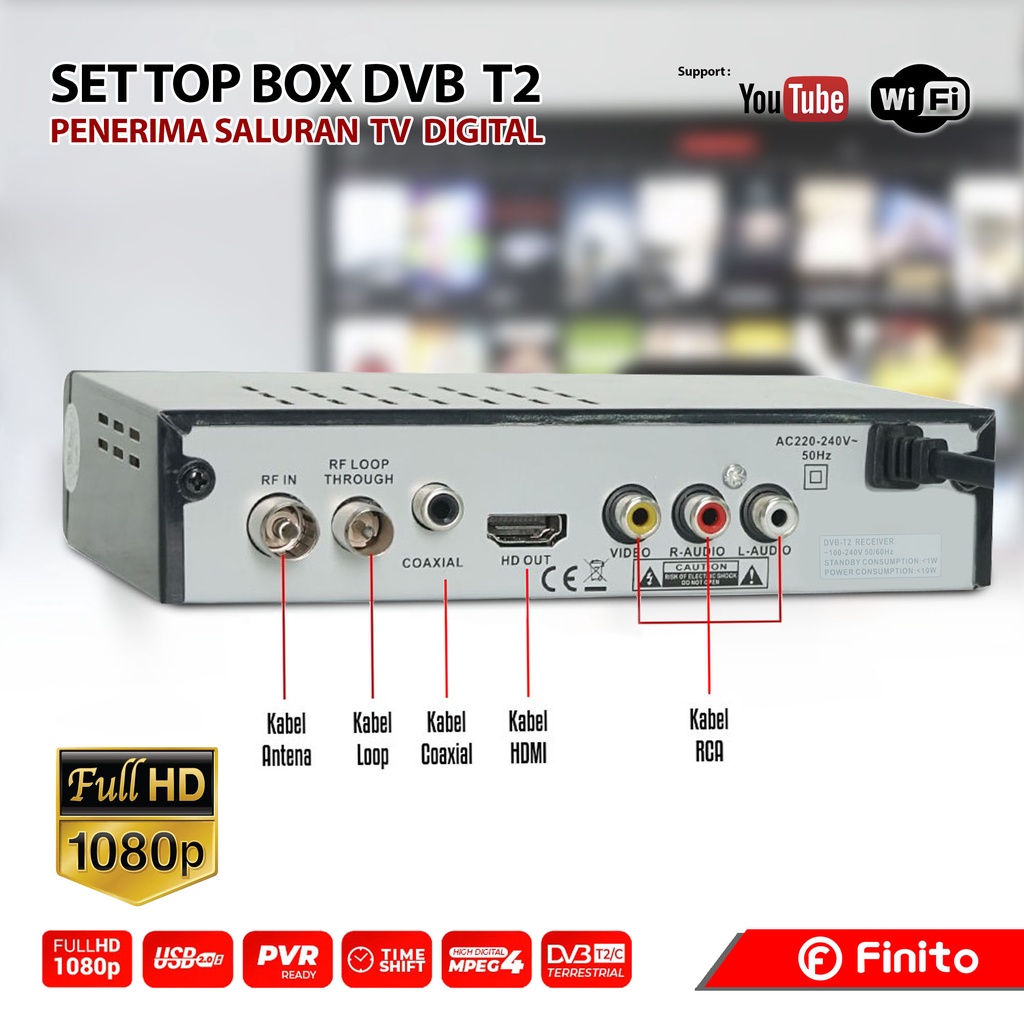 Set Top Box Digital Finito Plat Besi Anti Panas, Bisa Youtube Sudah Sertifikat KOMINFO Dan Sudah SNI, Gambar FULL HD BERGARANSI