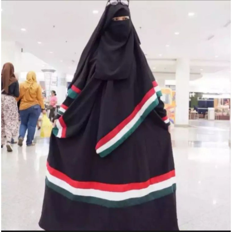 GAMIS SET PALESTINA + KHIMAR+CADAR ORIGINAL