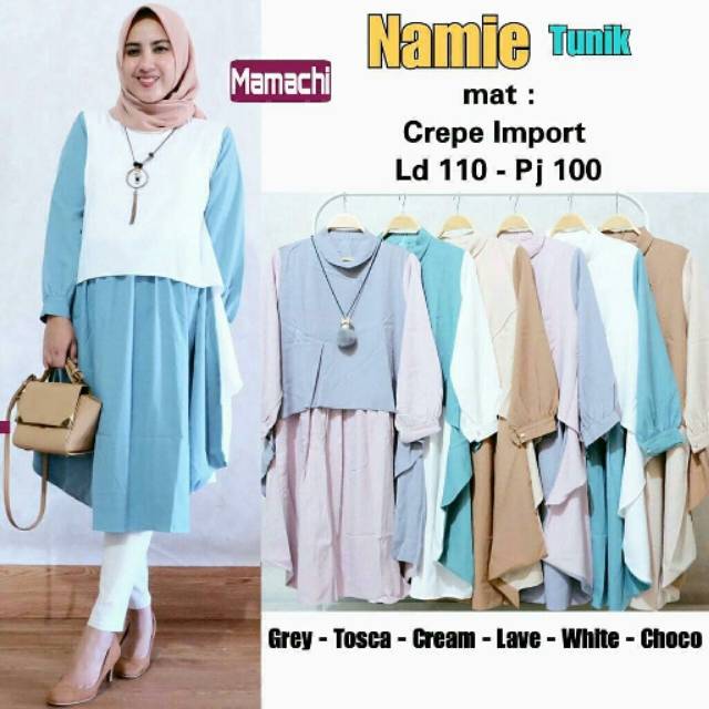 Baju Tunik Wanita, Namie Tunik, Tunik Murah, Tunik Muslimah, Tunik Long, Long Blouse, Blouse Muslim