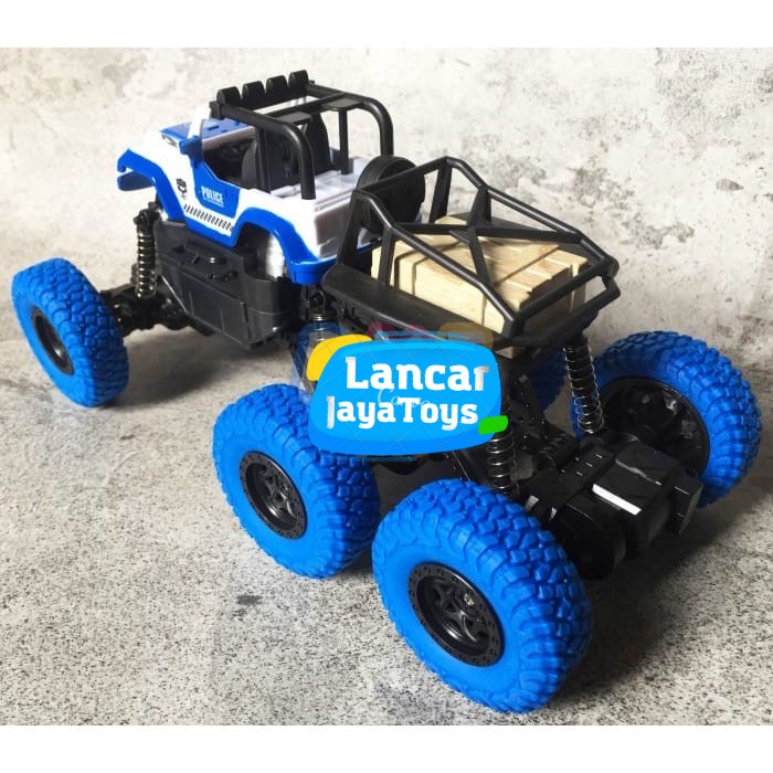 Mainan Anak Mobil Rc Rock Climber Vehicle 6 Roda Police Car Wrangler Skala 1:16 SH091