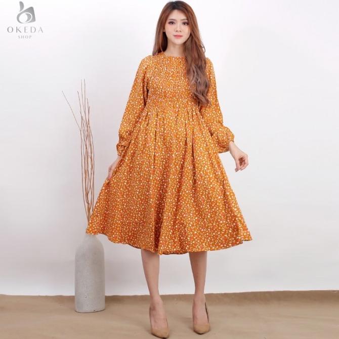 Okeda Shop Baccarat Smock Midi dress Drama queen