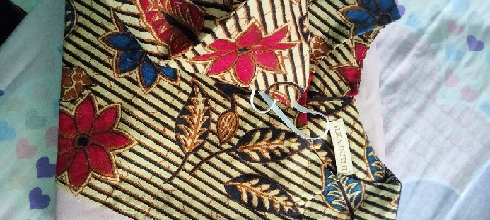 Atasan Batik Wanita Kembang Salur Resleting Belakang 6653