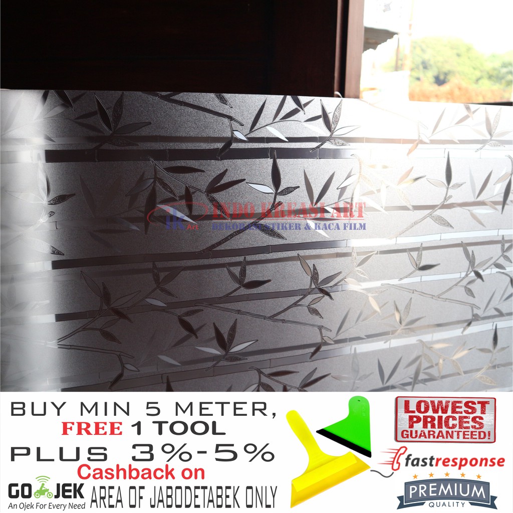 STIKER KACA STICKER KACA MOTIF BAMBU GLITTER 122 KACA FILM MOTIF PELAPIS KACA JENDELA
