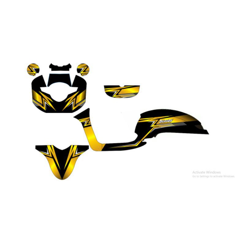DECAL STIKER SCOOPY HITAM GOLD
