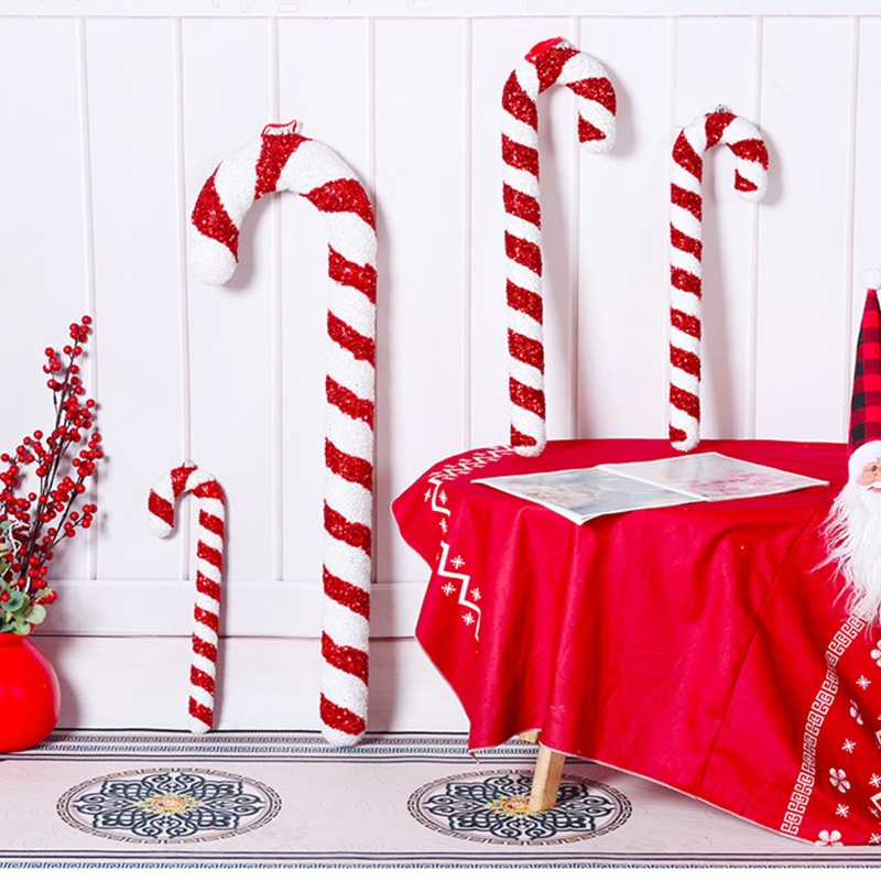 Ornamen Permen Tongkat Glitter Model Gantung Untuk Dekorasi Pohon Natal