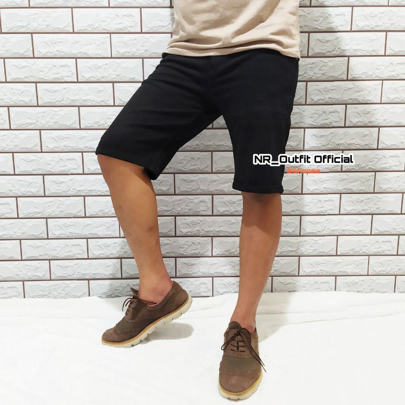 Celana Jeans Pendek Cowok Hitam RC Skinny Pria Slim Fit Big Size 27-38 Pensil Terlaris NR_Outfit Official COD