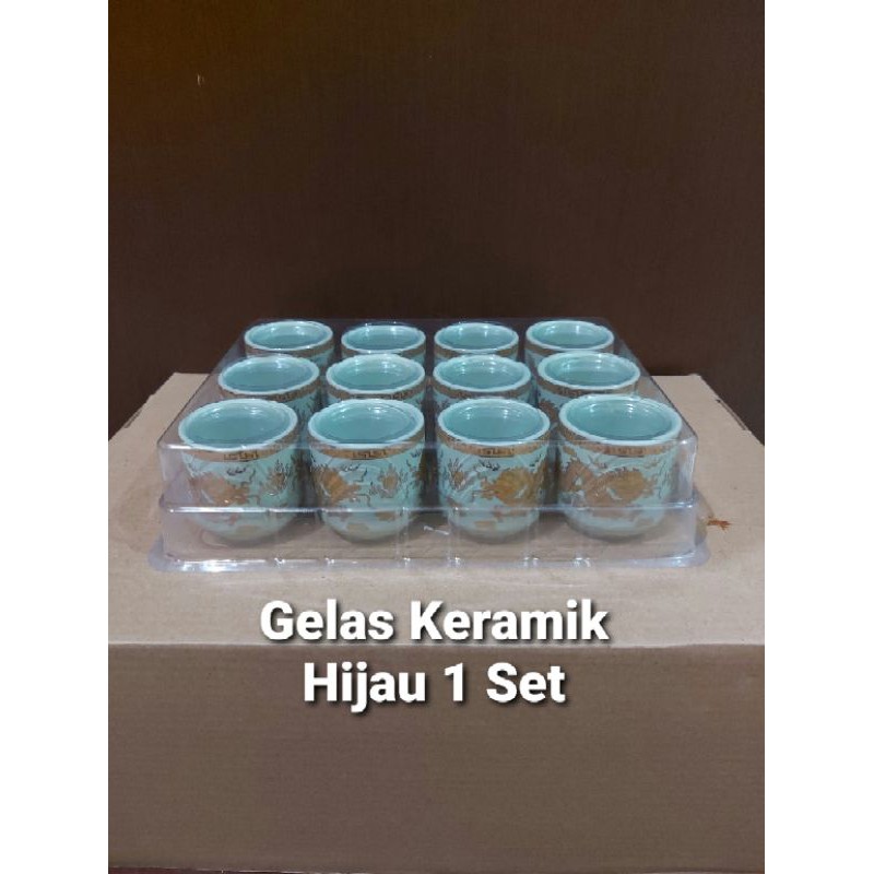 Gelas Keramik Naga Hijau 1 Set