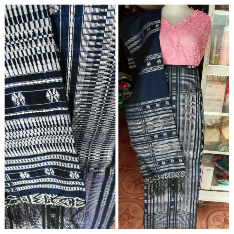 SONGKET PUCCA BINTIK WARNA NAVY TENUN TANGAN TARUTUNG