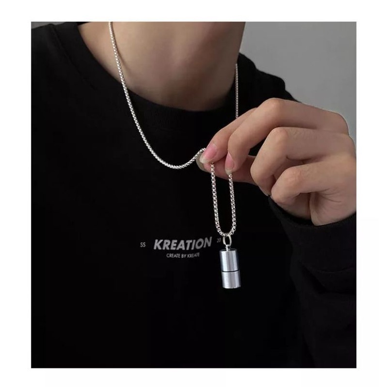 Kalung pria wanita titanium bandul korek api Unik.