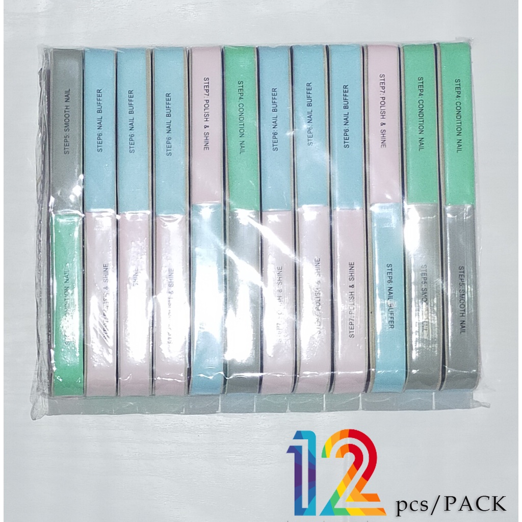 Nail Buffer 7 Steps 1 Pack 12 Pcs | Alat Penghalus Kuku | Amplas Kikir Kuku | Nail Art | Manicure | Pedicure