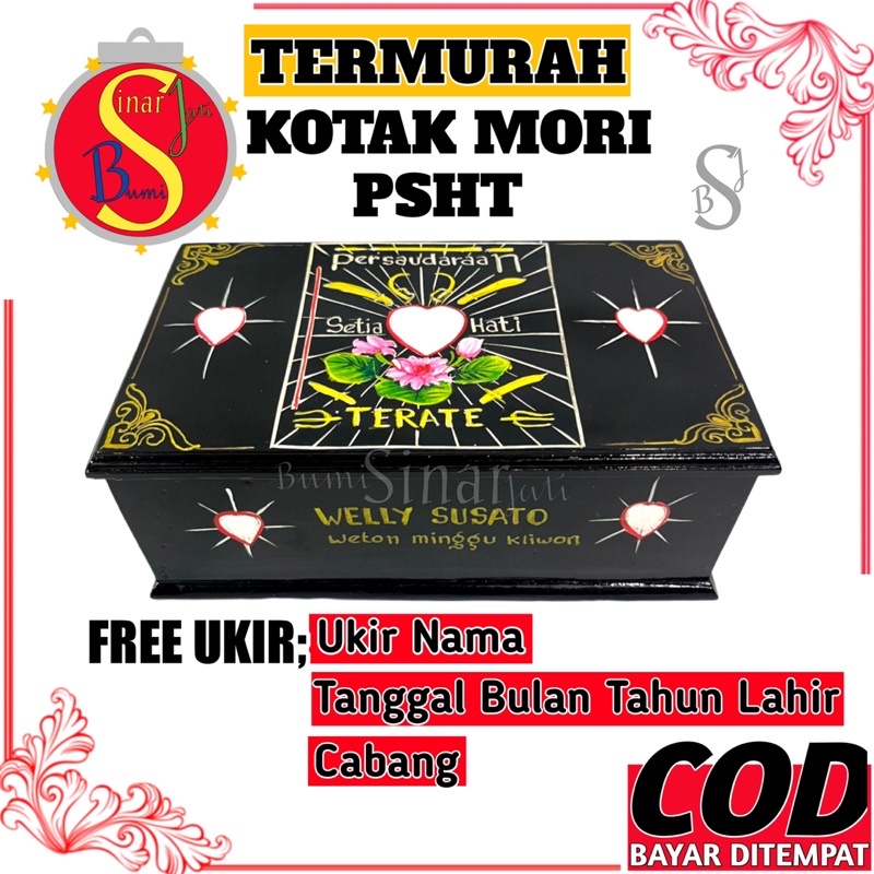 (COD) Kotak Mori PSHT Kayu Jati - Tempat Mori Psht Terate - Wadah Sabuk - Tempat Mori PSHT Ukir Warn